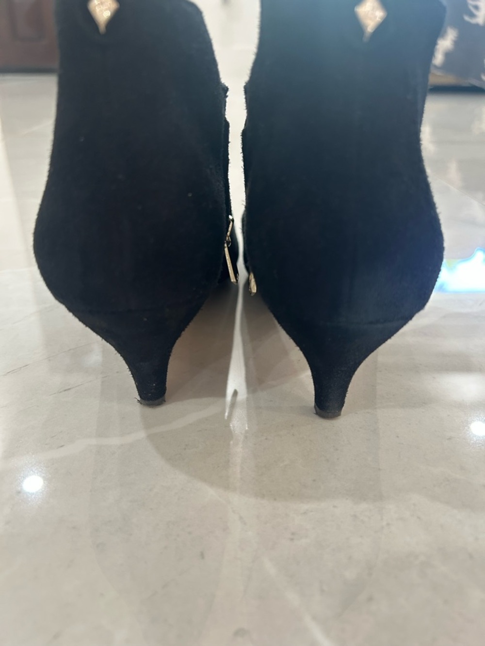 Sam Edelman Black Suede Pointed Ankle Booties - Picture 4 of 8